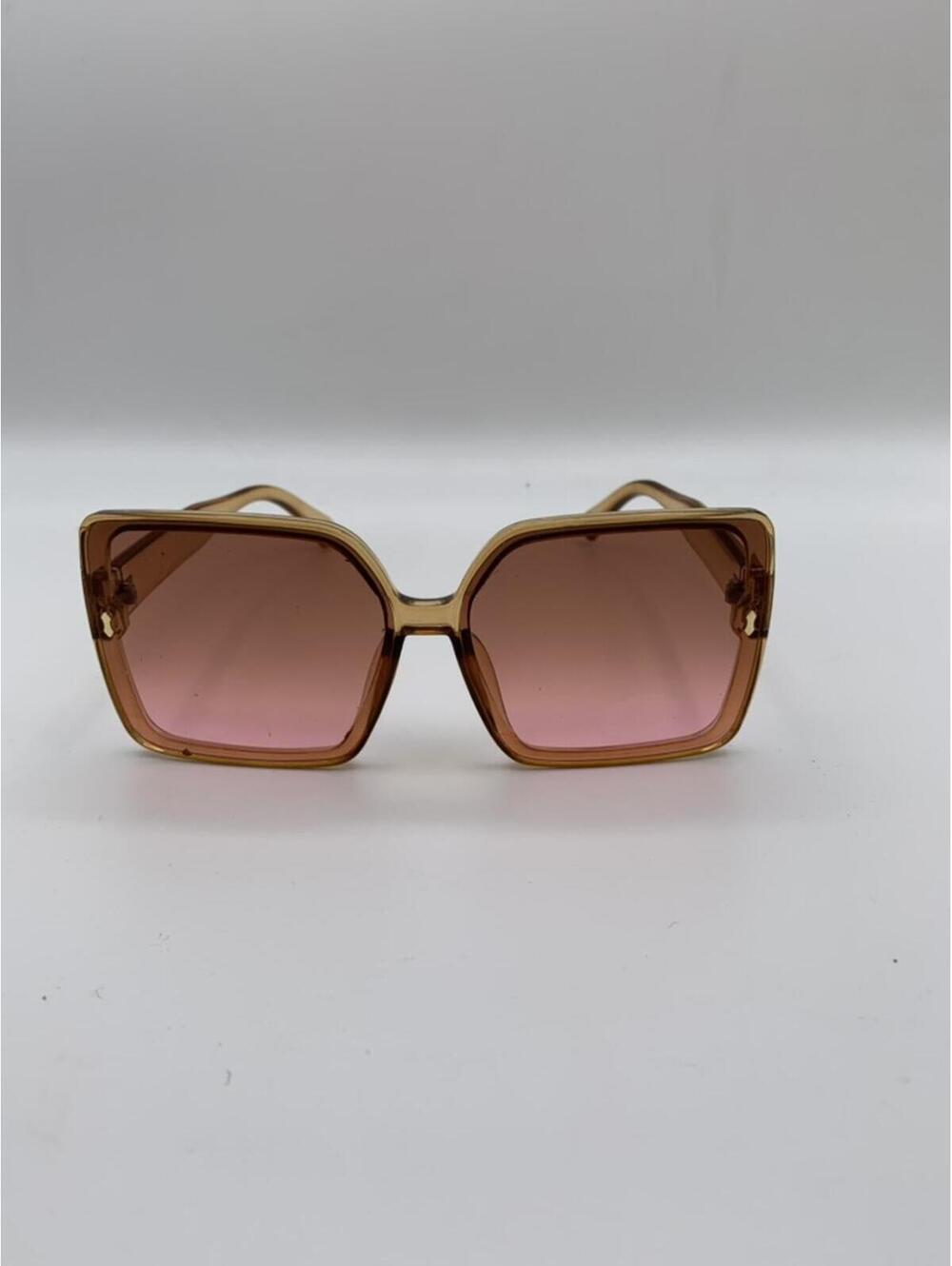 Womans Sunglasses Square Framed Peach Frame Pink/Rose Lens